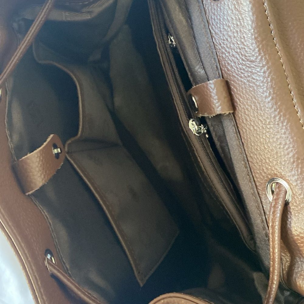 Elegant Dark Chocolate Brown Leather Backpack - Picture 6 of 9